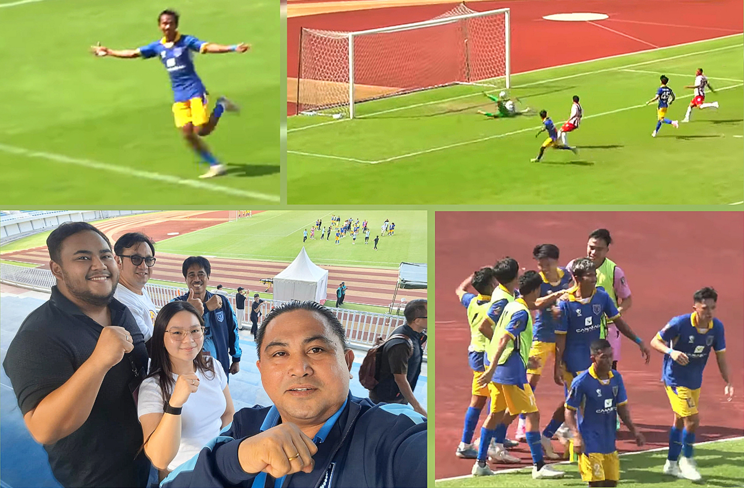 Detik-detik gol penentu dari Riandy Subuh, selebrasi emosional skuad Persma 1960 Manado, serta kegembiraan Direktur Persma Meyvo Rumengan bersama Ketua Panpel Fighter Aprilia usai laga hidup-mati kontra PSP Padang di Stadion Mandala Krida, Senin (15/6). (Foto: Istimewa/Dok. SUDARA.ID)