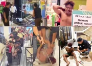 Pria berinisial MS (32) yang diduga mengalami gangguan kejiwaan mengamuk menggunakan senjata tajam di area pusat perbelanjaan Manado Town Square (Mantos), berhasil di amankan pihak Kepolisian bersama petugas keamanan mal, Senin (15/6/2026). (Foto: Istimewa)