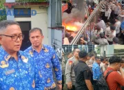 Berdiri di bagian garis terdepan, Plt Sekwan DPRD Sulut Niklas Silangen melakukan upaya maksimal untuk meredam tensi dan memfasilitasi ruang dialog bersama massa aksi mahasiswa sebelum situasi berakhir ricuh. Profesionalitas di tengah situasi kritis. (Foto: Ridho L Tobing)