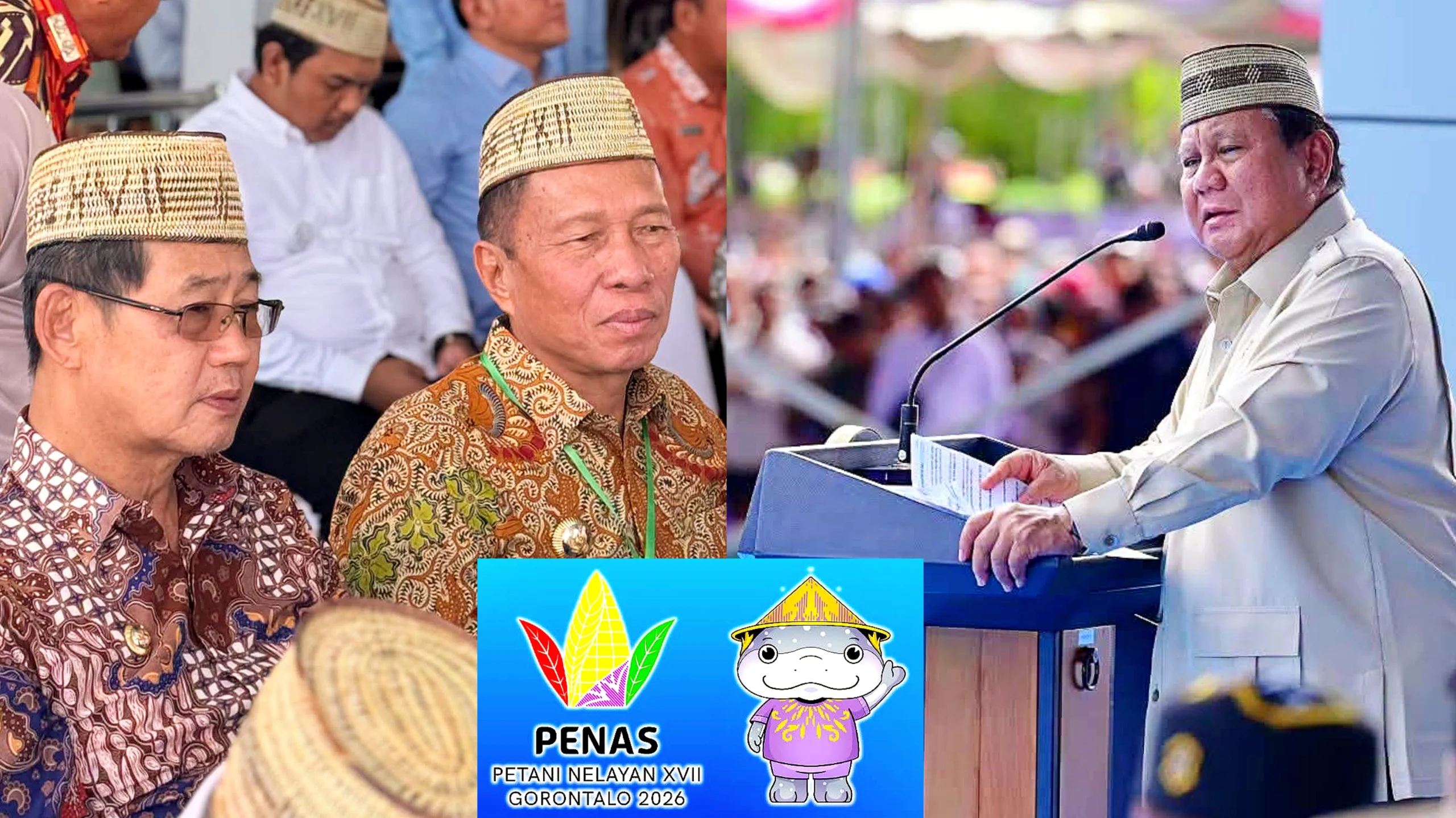 SINERGI PUSAT-DAERAH: Presiden Prabowo Subianto saat membuka Puncak PENAS XVII Gorontalo 2026, Rabu (24/6/2026). Walikota Hengky Honandar menegaskan kesiapan Kota Bitung menyokong target transformasi teknologi dan swasembada pangan nasional. (Foto: Istimewa)