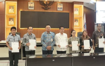 Sinergi Pemkot Bitung, OJK, dan Bank SulutGo dalam memperluas dan mempermudah akses modal bagi nelayan serta UMKM perikanan Kota Bitung, Jumat (26/6/2026). (Foto: Istimewa)