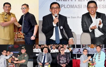 Membanggakan! Kolase momentum saat Universitas Sam Ratulangi (Unsrat) sukses menjadi magnet pejabat pusat. Rektor Prof. Berty Sompie mengungkap peran strategis Gubernur Sulut Yulius Selvanus di balik lompatan reputasi nasional kampus Sitou Timou Tumou Tou. (Foto: Dok. Unsrat/SUDARA.ID)