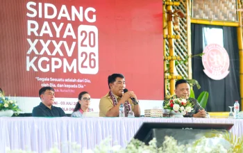 Gubernur Sulawesi Utara, Mayjen TNI (Purn) Yulius Selvanus, saat memberikan sambutan dalam Pembukaan Sidang Raya XXXV KGPM di Kiawa Resort, Kabupaten Minahasa, Selasa (30/6/2026). (Foto: Dok. Pemprov Sulut)