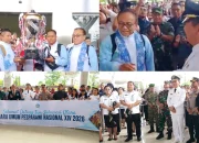 JUARA UMUM: Wakil Gubernur Sulut Victor Mailangkay menyambut kepulangan Kontingen Pesparawi Sulut yang sukses membawa pulang Piala Presiden sebagai Juara Umum Pesparawi Nasional XIV di Bandara Sam Ratulangi, Manado, Rabu (1/7/2026). (Foto: Istimewa)