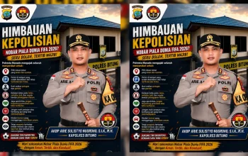 Kapolres Bitung AKBP Arie Sulistyo Nugroho SIK MH, mengimbau masyarakat untuk menjaga ketertiban selama euforia Piala Dunia 2026, sekaligus merilis panduan aman bagi warga yang menggelar nonton bersama. (Foto: Dok. Istimewa)