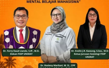 Dr. Rosleny Marliani, M.Si., CPP saat memaparkan materi resiliensi dan etika komunikasi dalam Kuliah Umum Jurusan Sosiologi di Aula Dekanat FISIP Unsrat, Manado. (Foto: Istimewa)