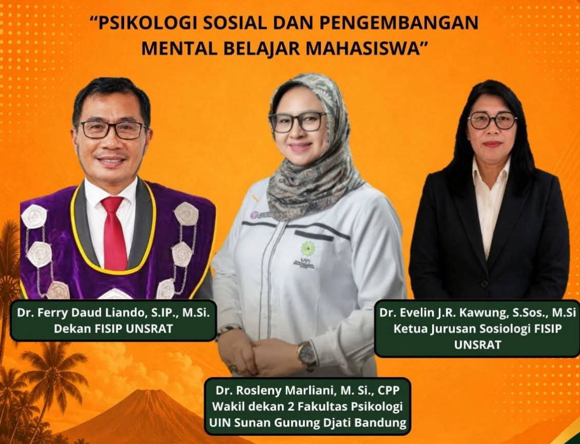 Dr. Rosleny Marliani, M.Si., CPP saat memaparkan materi resiliensi dan etika komunikasi dalam Kuliah Umum Jurusan Sosiologi di Aula Dekanat FISIP Unsrat, Manado. (Foto: Istimewa)