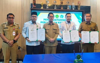 Sinergi Pemkot Bitung, PA, Kemenag, dan Disdukcapil Bitung dalam penandatanganan kerja sama Pelayanan Sidang Isbat/Pengesahan Nikah Terpadu demi kepastian hukum warga. (Foto: Istimewa)