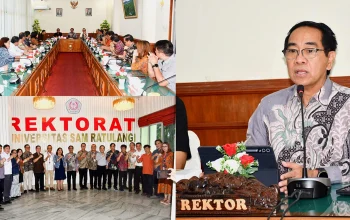 Plt. Rektor Universitas Sam Ratulangi (Unsrat), Prof. Dr. Ir. Jamaludin Jompa, M.Sc., memimpin Rapat Pimpinan (Rapim) Unsrat untuk pertama kalinya usai resmi menjabat per Rabu (5/8/2026). (Foto: Istimewa)