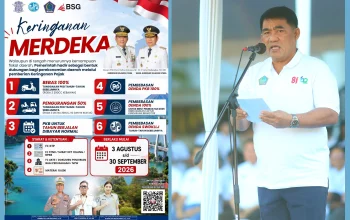 Momen Apel Pencanangan HUT ke-81 RI dan HUT ke-62 Sulut di Lapangan Kantor Gubernur Sulut, Manado, Jumat (7/8/2026). Dalam kesempatan ini, Gubernur Yulius Selvanus meluncurkan program "Keringanan Merdeka". (Foto: Istimewa)
