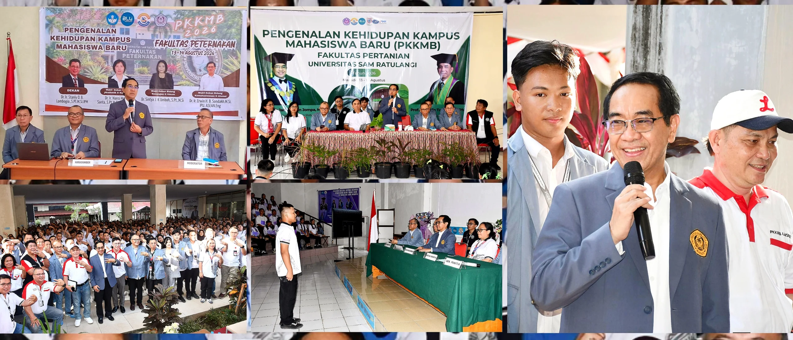 BAKAR SEMANGAT MABA: Plt. Rektor Unsrat Prof. Jamaluddin Jompa menyapa dan memompa semangat para mahasiswa baru dalam rangkaian kegiatan PKKMB 2026, Kamis (13/8/2026). (Foto: Istimewa)