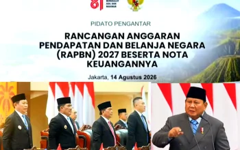 Tegak Lurus Visi Nasional: Gubernur Sulut Yulius Selvanus bersama pimpinan DPRD dan Forkopimda Sulut menyimak Pidato Kenegaraan Presiden RI terkait RUU APBN 2027 di Manado, Jumat (14/8/2026). (Foto: Istimewa)