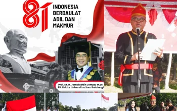 Suasana khidmat Upacara Peringatan HUT ke-81 Kemerdekaan RI di Universitas Sam Ratulangi (Unsrat), Manado, Senin (17/8/2026). (Foto: Istimewa)