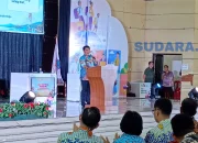 Gubernur Sulawesi Utara Yulius Selvanus menyampaikan arahan pada Puncak Hari Indonesia Menabung 2026 di Graha Gubernuran Bumi Beringin, Manado, Kamis (20/8/2026). Yulius mengajak para siswa membangun budaya disiplin finansial demi masa depan. (Foto: Ridho L Tobing)