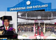 Plt Rektor Unsrat Prof. Jamaluddin Jompa (kiri) bersama ribuan lulusan dalam Upacara Wisuda Gelombang I T.A. 2026/2027, Kamis (20/8/2026). (Foto: Istimewa)