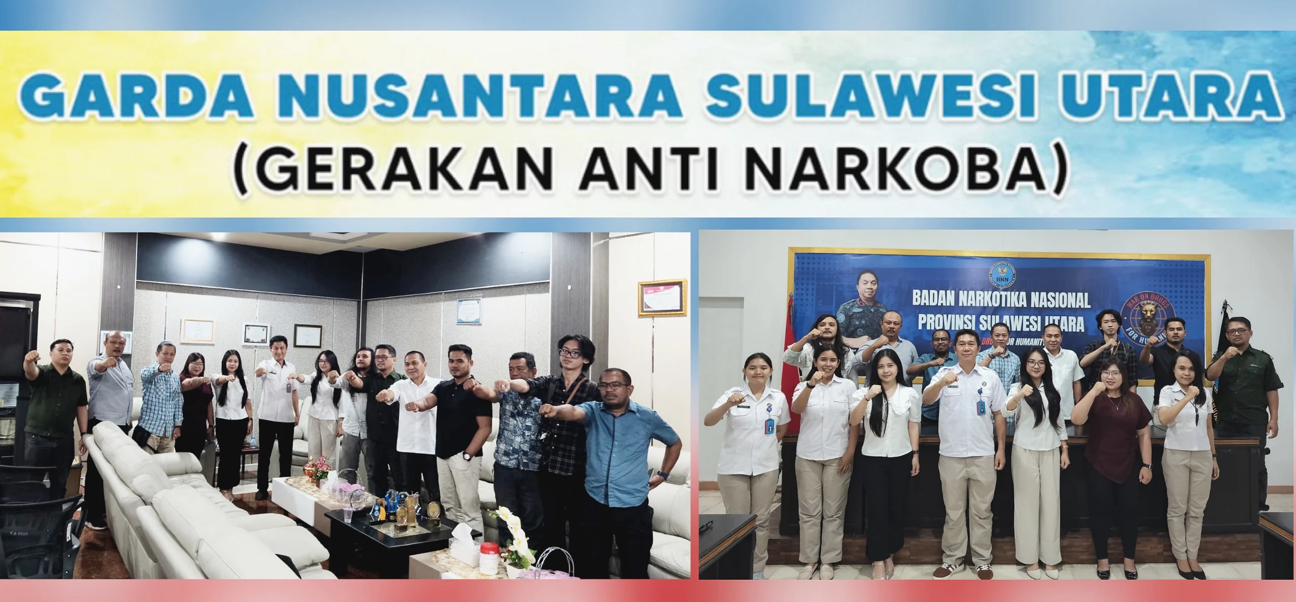Jajaran pengurus Garda Nusantara Sulut bertatap muka dengan pihak Dinas Pendidikan dan BNN Sulut untuk menyinergikan Program Sejuta Relawan Anti Narkoba. (Foto: GN-Sulut)