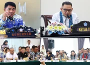 Gubernur Sulut Yulius Selvanus (kiri) dan Ketua Tim Pansus DPR RI Jaelani (kanan) berdiskusi dalam Raker RUU Daerah Kepulauan di Manado, Jumat (28/8/2026). Gubernur Yulius mengusulkan skema Dana Khusus Kepulauan guna menekan tingginya islandness cost di wilayah kepulauan. (Foto: Istimewa)