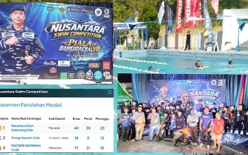 Ajang lomba renang Nusantara Swim Competition 2026 memperebutkan Piala Komandan KODAERAL VIII sukses mencetak perenang-perenang muda berprestasi dengan NSC Manado keluar sebagai juara umum. (Foto: Istimewa)