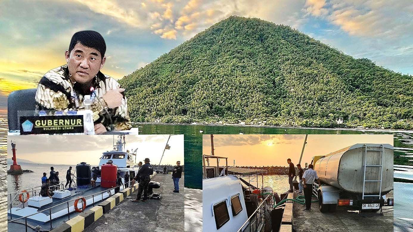 Gubernur Sulut Yulius Selvanus memobilisasi pengiriman bantuan air bersih lintas sektor demi memenuhi kebutuhan dasar warga Pulau Manado Tua yang terdampak kemarau panjang fenomena El Nino, Senin (31/8/2026). (Foto: Istimewa)