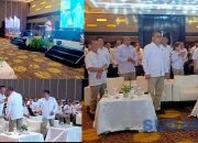 GAUNGKAN DUKUNGAN: Ketua DPD Gerindra Sulut Yulius Selvanus secara terbuka menyuarakan dukungan bagi Louis Carl Schramm sebagai Calon Walikota Manado di hadapan ratusan kader saat Rakercab DPC Gerindra Manado di Courtyard Hotel, Sabtu (5/9/2026). (Foto: Ridho L Tobing)