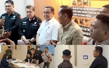 Konferensi pers di Kejati Sulut (atas) dan suasana saat tim penyidik Pidsus menyambangi RS Siloam Manado, Selasa (15/9/2026). (Foto: Ridho L Tobing)