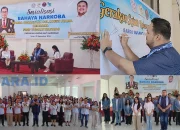 Ketua Dewan Pembina Garda Nusantara Sulut, Standius Bara Prima, M.I.Kom., saat gelar Sosialisasi dan Pencanangan Gerakan Kampus Anti Narkoba di FISIP Unsrat, Senin (28/9/2026). (Foto: Ridho L Tobing)