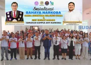 Sosialisasi bahaya narkoba Garda Nusantara Sulut bersama BNN di Menara Gedung FISIP Unsrat, Senin (28/9/2026). (Foto: Ridho L Tobing)