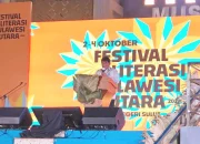 Gubernur Sulut, Mayjen TNI (Purn) Yulius Selvanus SE saat menutup secara resmi Festival Literasi Sulawesi Utara tahun 2026. (Foto: SUDARA.ID)