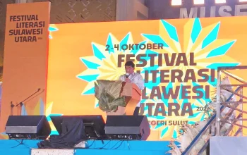 Gubernur Sulut, Mayjen TNI (Purn) Yulius Selvanus SE saat menutup secara resmi Festival Literasi Sulawesi Utara tahun 2026. (Foto: SUDARA.ID)
